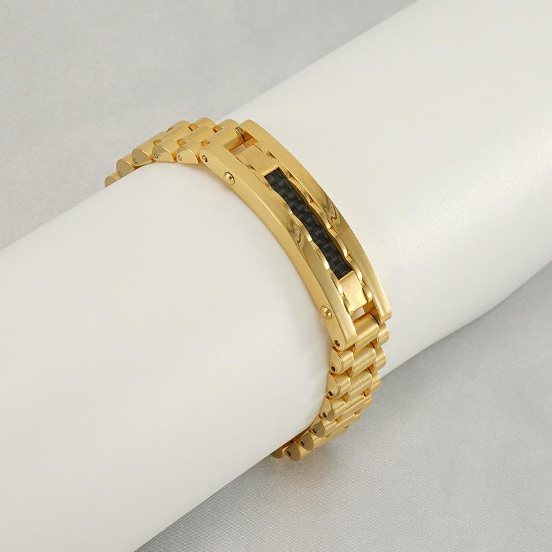 Модный мужской браслет из нержавеющей стали, персонализированная цепочка для часов, мужская бижутерия из титановой стали 18 карат