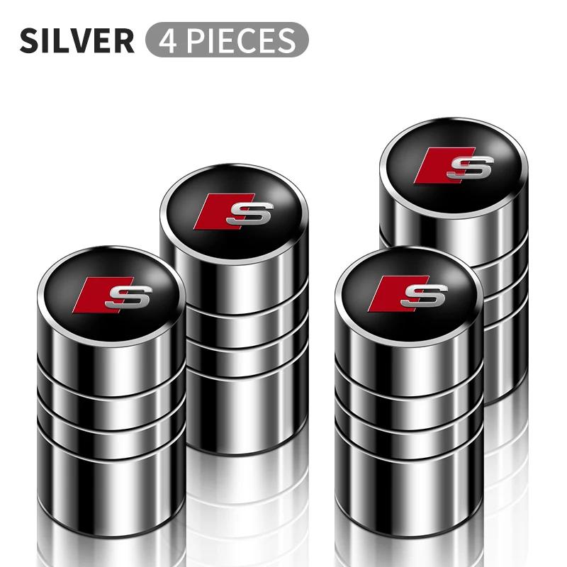 4pcs/set Car valve stem caps cover For q2 A1 A3 A4 A5 A6 A7 A8 Q2 Q3 Q5 Q7 TT S line S3 S4 S5 S6 R8 RS Car sticker accessories