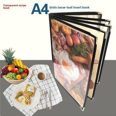 Reusable PVC Transparent Menu Cover Metal Corners Shell Document Folder Loose Leaf Binder Bar Cafe
