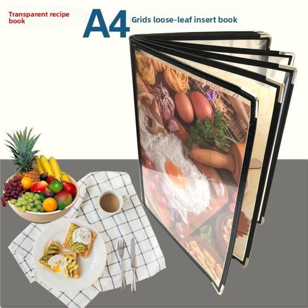 Metal Corners PVC Transparent Menu Cover Reusable Menus Price Display Book Kitchen