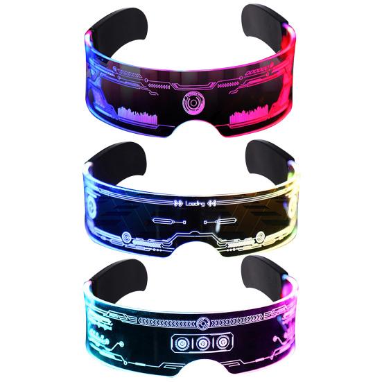 Светодиодные очки 7 цветов 12 режимов Киберпанк очки мигающие светящиеся очки для Хэллоуина Косплей вечеринка бар