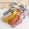 Women Striped Fluffy Socks Winter Warm Sleeping Fuzzy Socks Coral Fleece Home Floor Bed Wool Cozy Socks