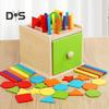 1 набор деревянных игрушек для сортировки цветов, мелкая моторика, коробка для сопоставления цветов, развивающая красочная игра для мальчиков и девочек, сбрасывающая палочки и диски