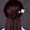 Girls Glaze Flower Chinese Style Female Antique Hairpin Han Costume Accessories Wooden Hair Stick