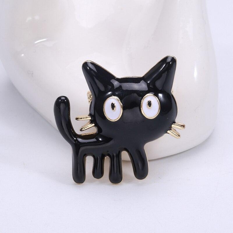 Blucome Модная черная эмалированная брошь в форме кошки для женщин, девочек, детей, шапки, воротник, корсаж, одежда, броши, аксессуары