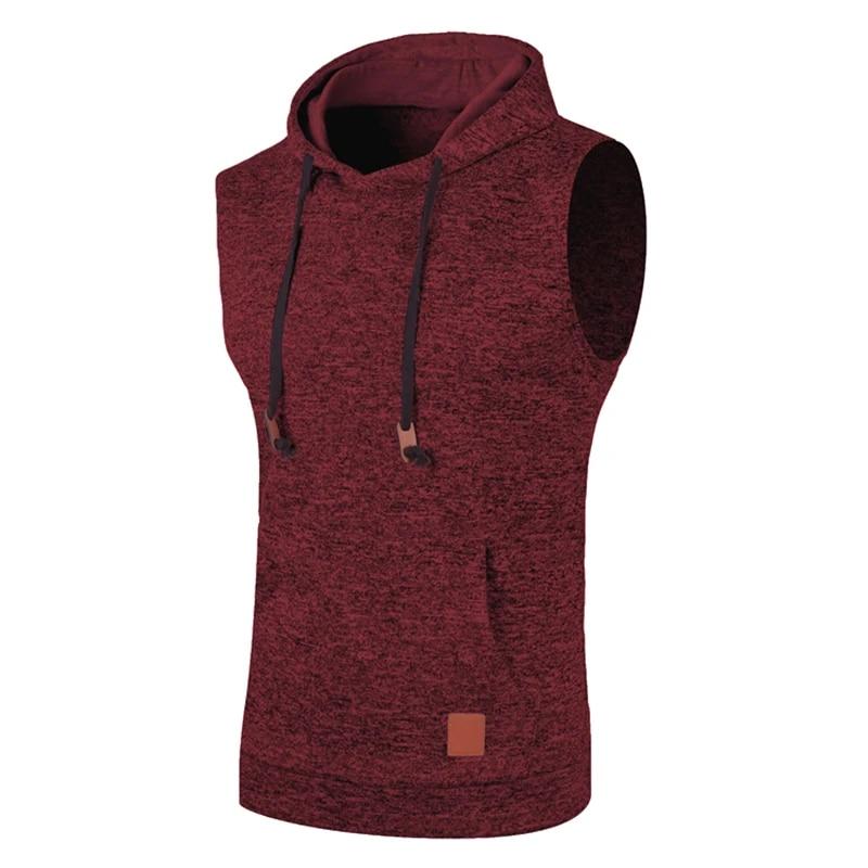 Men Sleeveless Hoodies Fashion Casual Hooded Sweatshirt Men Bodybuilding Tank Top Sporting Shirt Waistcoat Vest Gym