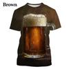 Классическая пивная футболка с 3D-принтом, мужские футболки с малиновым узором, летние топы Harajuku с круглым вырезом, свободные футболки с короткими рукавами
