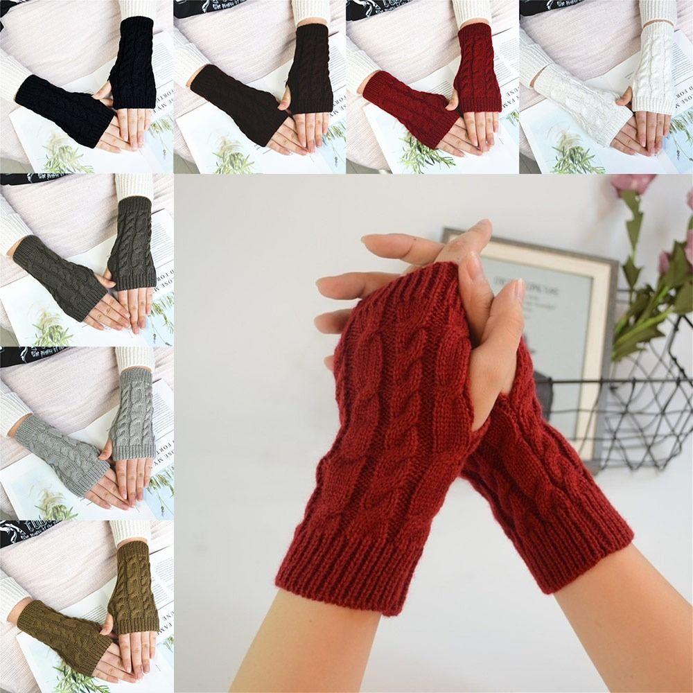 Solid Color Knitting Gloves Thicken Fingerless Glove Comfortable Women Gloves Women