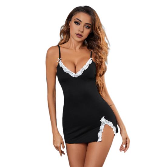 2 шт./комплект женские летние ночные рубашки трусики комплект бретельки-спагетти без рукавов бант кружево