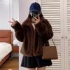 Golden Mink Velvet Fur Coat Fur One-piece Stand-up Collar Short Fur Women's Winter Fur Coat