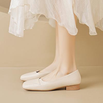 Weiwei Girl 9169-1 Туфли-лодочки на толстом каблуке, женские, в стиле феи Ся, с квадратным носком, на одном ремешке, на мягкой подошве, туфли-дудочки, большой размер, женская обувь