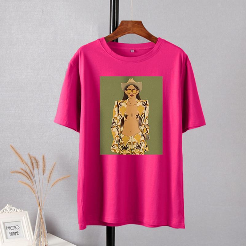 Женские футболки Hirsionsan High Street с графическим рисунком, летние мягкие футболки с круглым вырезом и короткими рукавами, 2023, повседневные свободные хлопковые базовые женские топы