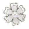 Women Elegant Camellia Shape Brooch Shining Rhinestones Faux Pearl Pin Suit Lapel Shawl Badge Coat Accessories