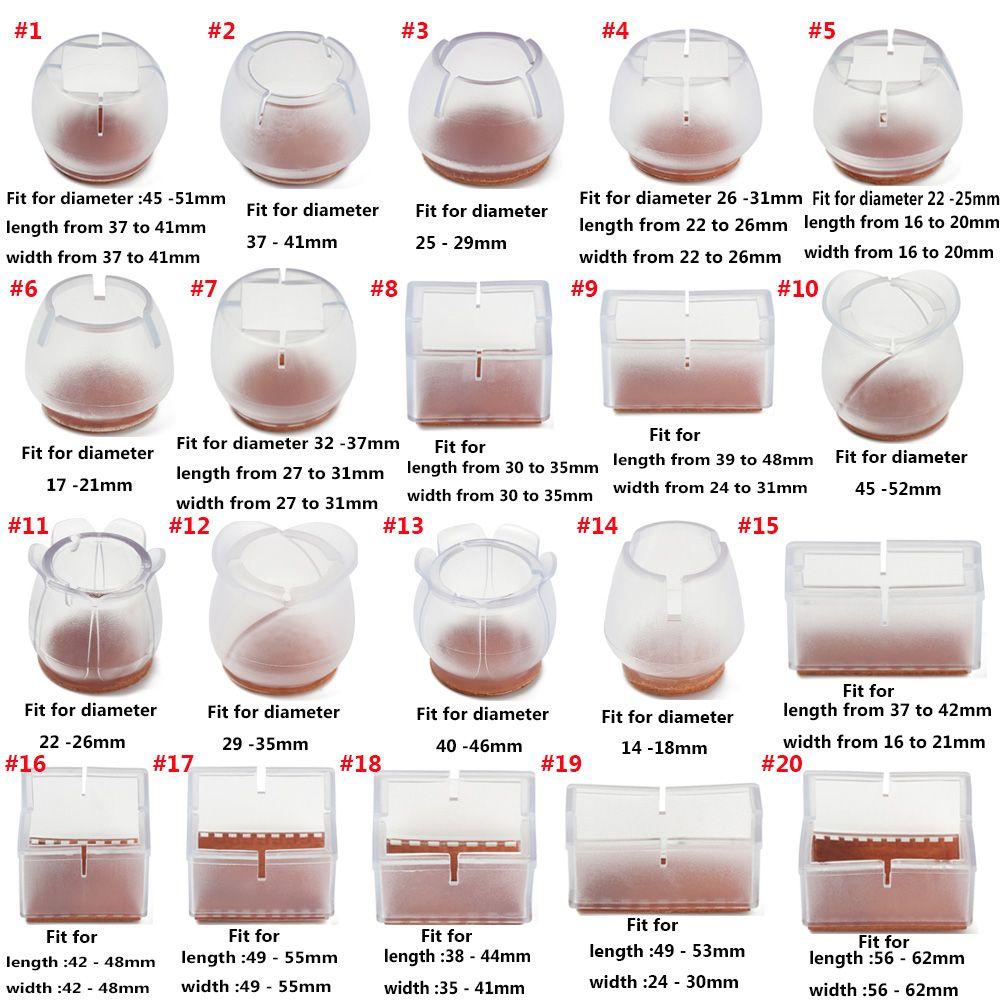 12Pcs/lot Thick Wear-resistant Silicone Floor Protector Chair Leg Caps Anti-slip Pad Table pads