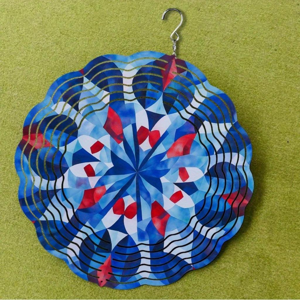 No Power Needed Colorful Wind Spinner for Indoor Outdoor Decor Blue Red White Halloween Home Garden Yard Large Metal Spinning Ornament