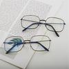 Unisex Oversized Eyeglasses Vintage Square Glasses Metal Frame Eyewear Anti Blue Light Glasses