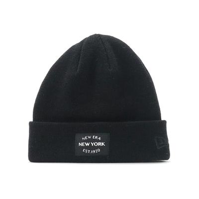 New Era FREE BASIC CUFF KNIT EST1920 BLK Вязаная шапка с отворотом, черная нашивка,