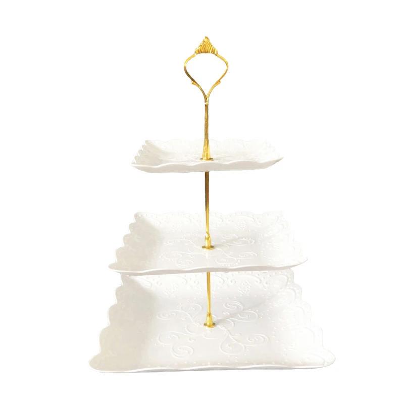 Креативная трехслойная фруктовая тарелка, подставка для торта, подставка для десерта, овощей, свадьбы, дня рождения, банкета, полка для фруктов и конфет 1 шт.