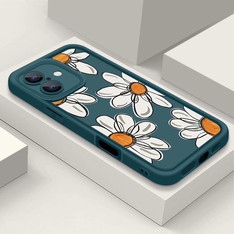 Ударопрочный чехол с цветочным узором для iPhone 16 Pro Max 15 14 Pro 13 12 11 XS XR 8 7 силиконовый матовый противоударный мягкий бампер из ТПУ