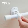 2PCS Curtain Rod Brackets No Drilling Curtain Rod Holders Self Adhesive Curtain Rod Hooks Nail Free Adjustable Curtain Hangers