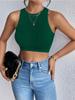 Круглый вырез ребристый топ однотонный укороченный топ женский летний трикотажный топ модный женский укороченный жилет без рукавов Y2K