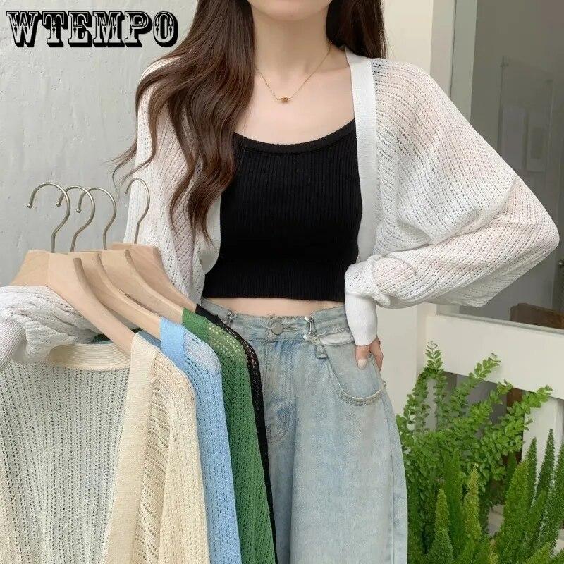 White Hollowed Out Knitted Cardigan Sweet Versatile Women Short Top Loose Shawl Thin Coat New Fashion Commuting Spring Autumn