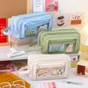 Front Transparent Multi-layer Design Pencil Case, Student Stationery Box, Girls' New Large Capacity Stationery Bag