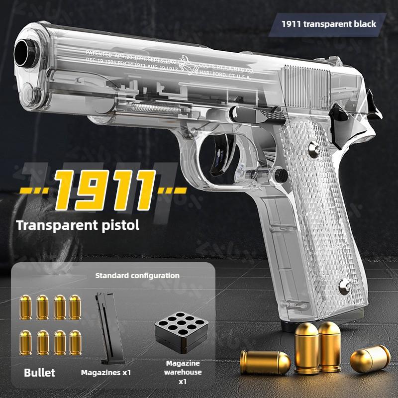 1911 Прозрачный Корпус Стреляющий Пистолет Нестреляющая Модель Пистолета с Магазином Гильзами Игрушечный Пистолет для Мальчиков на День Рождения Рождественские Подарки