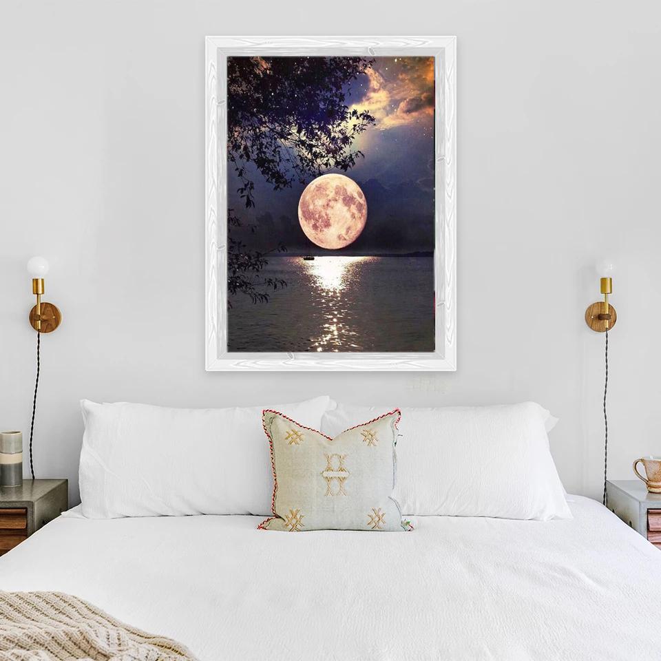 5D DIY алмазные картины, пейзажные лунные деревья, взрослые и дети, наборы для вышивания, все алмазные картины, подарки для украшения дома ручной работы