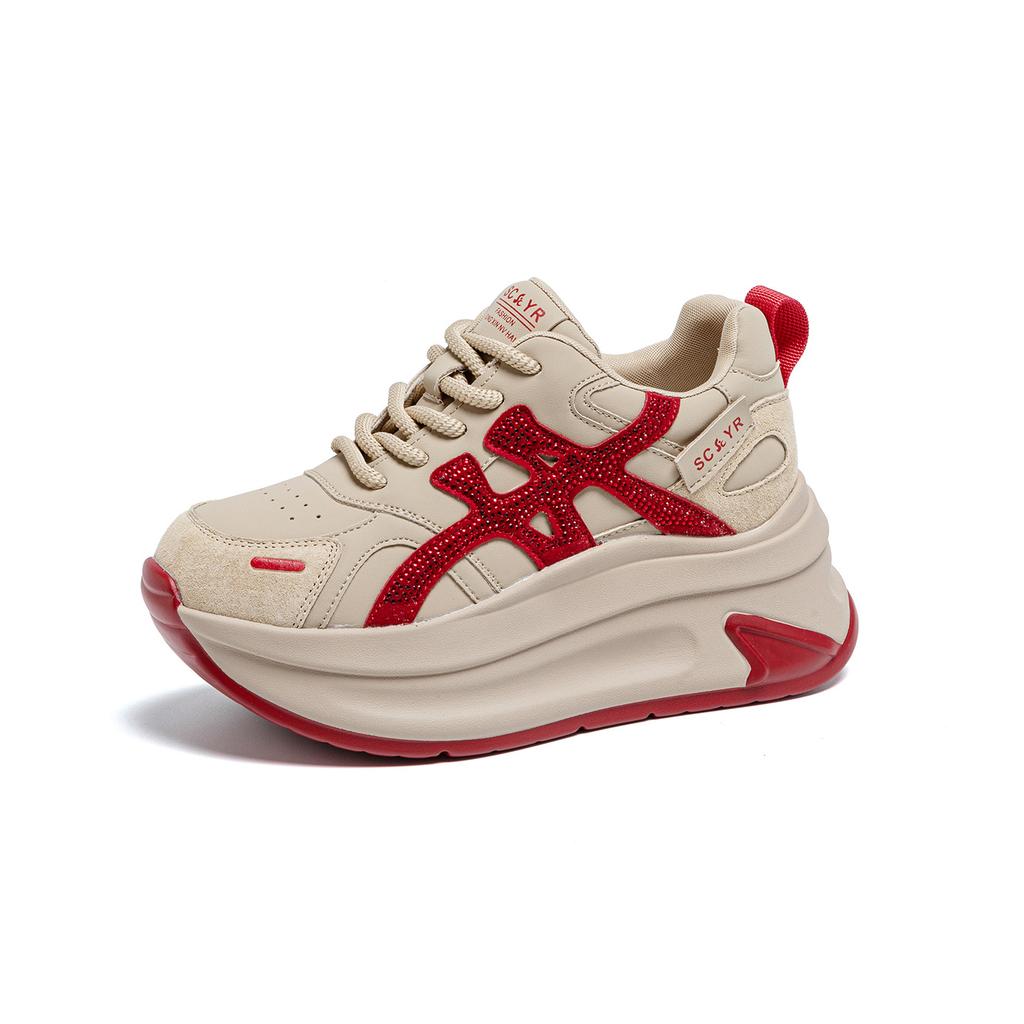 2025 Korean Version of Platform Versatile Forrest Gump Shoes Women's New Autumn and Winter Heightening Breathable Heightening Casual and Comfortabl