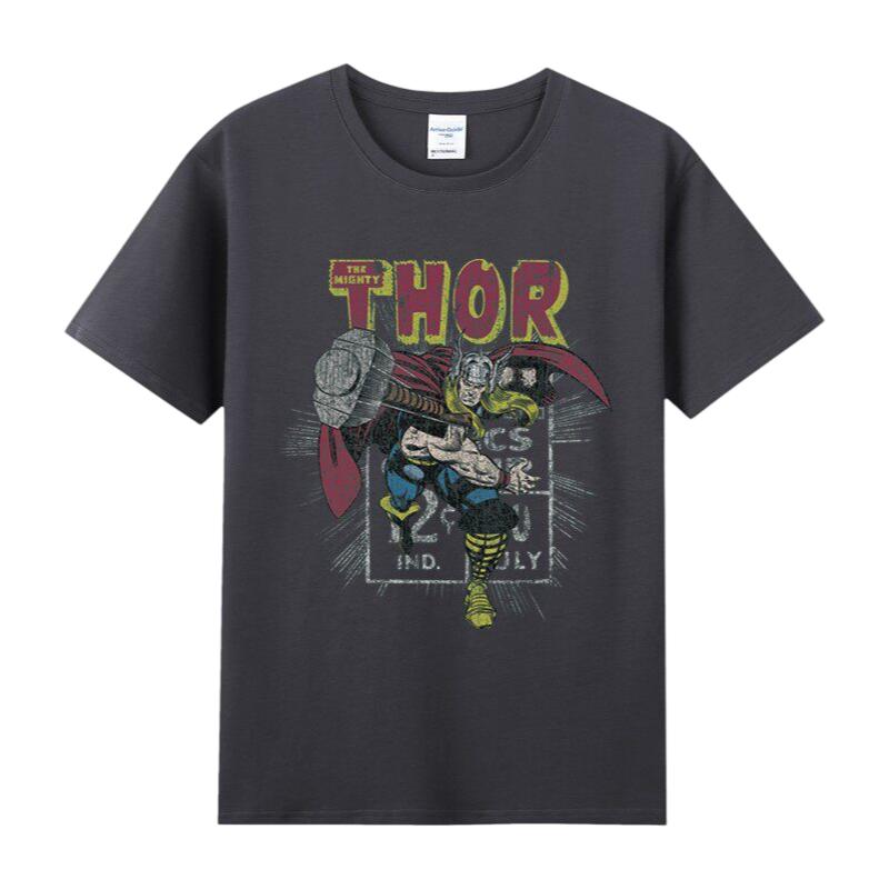 Thor Marvel TShirt The Mighty Thor Retro Comic Print Vintage Streetwear Heavyweight Cotton Loose Fit Top for Men Women