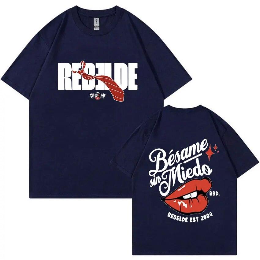 Rebelde RBD 2023, новые черные футболки, забавная футболка с рисунком из мексиканского сериала, унисекс, WoUnisex, футболка большого размера из 100% хлопка, уличная одежда