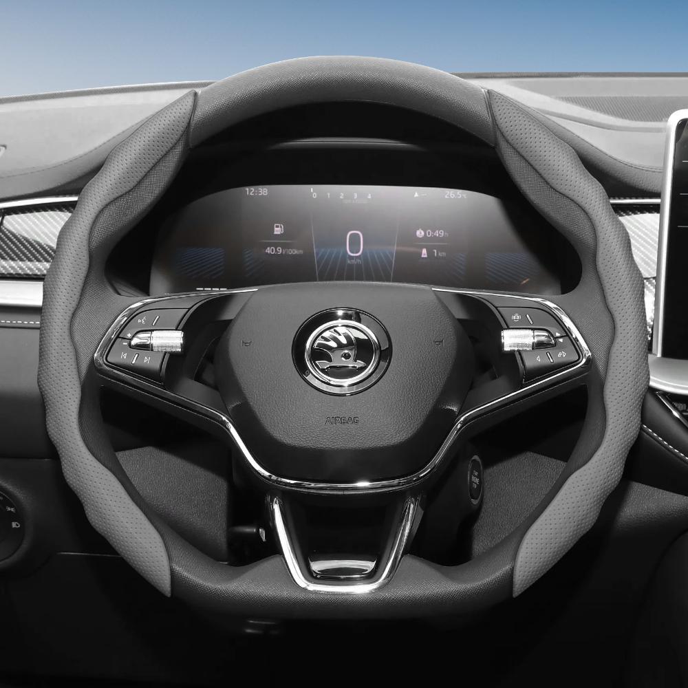 Подходит для чехла на руль Skoda с волнистым спортивным дизайном, дышащая кожа, сегментированный, нескользящий, впитывающий пот, защита для Octavia,