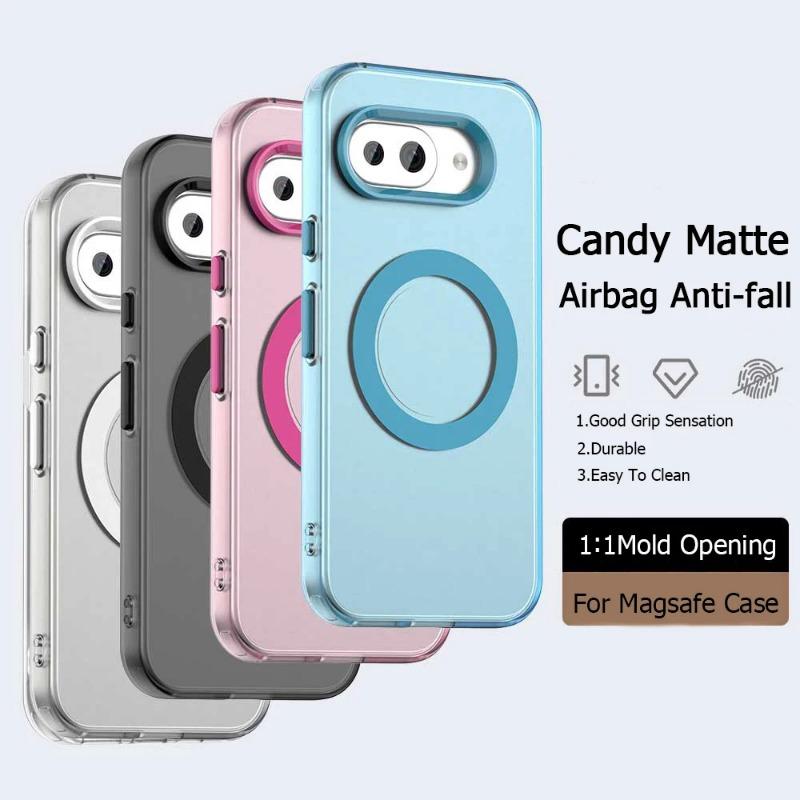 9a Magnetic for Magsafe Matte Phone Case for Google Pixel 9A Pixel9 A 9Pro XL Candy Color Полупрозрачный PC + TPU Защитный противоударный бампер