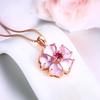 BELLA BOX Powder Crystal Rose Gold Color Lovely Sweet Classic Temperament Pendant Necklace For Women Charm Wedding Engagement Fine Jewelry New Trendy