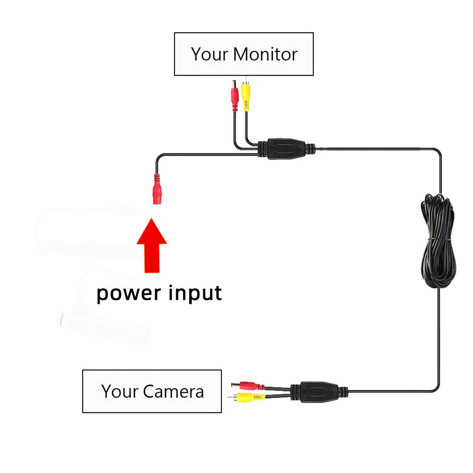 AV RCA видеокабель для камеры заднего вида и монитора DC автомобильный прикуриватель видеоудлинитель 2 в 1 RCA видеокабель питания