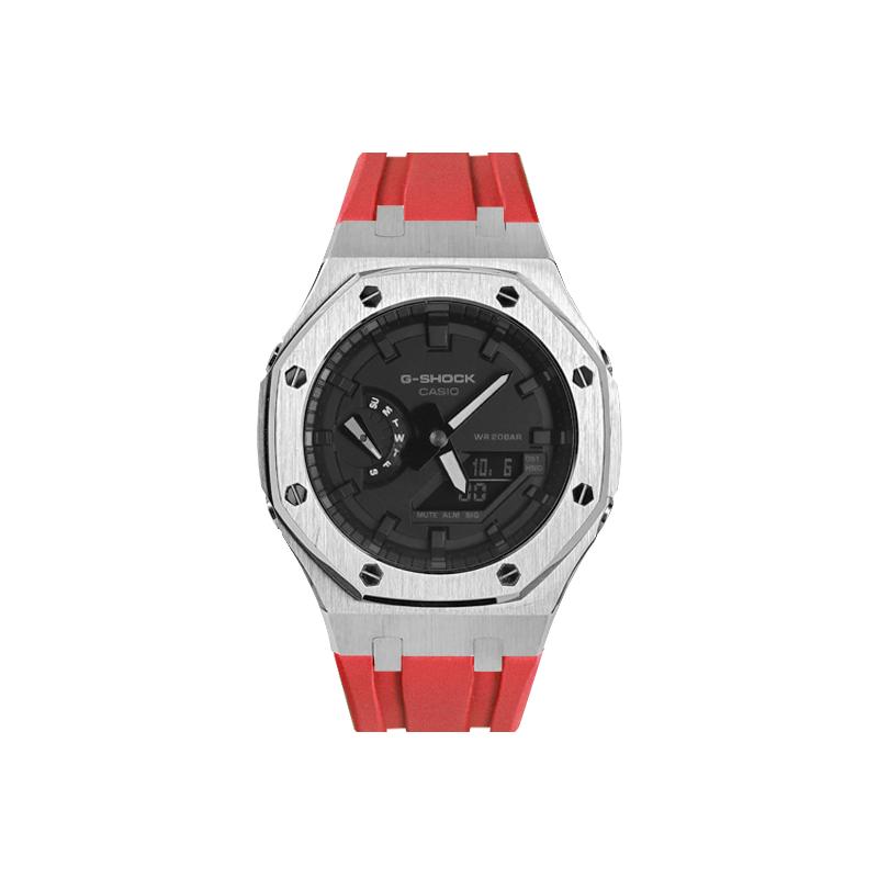 Casio Мужские часы с двойным дисплеем (жидкокристаллический/аналоговый) Серия Черные часы GA-2100-7A-