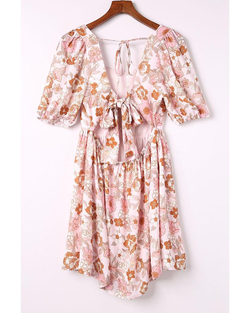 Azura Exchange Мини-платье с открытой спиной и квадратным вырезом, украшенное бантом