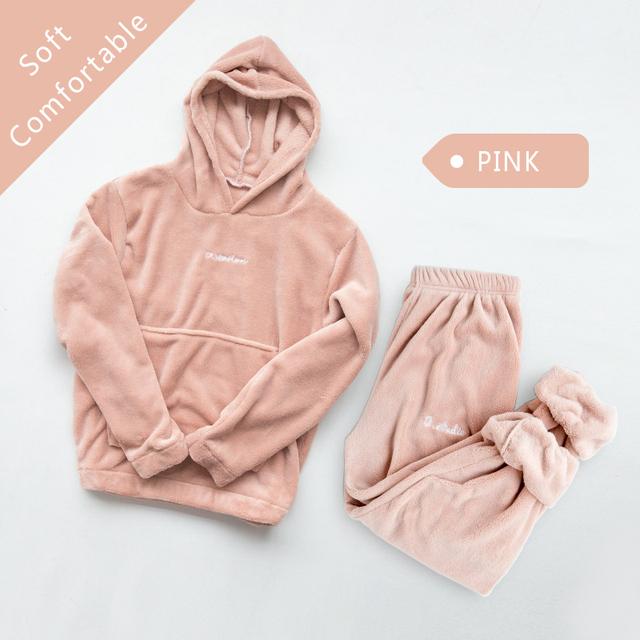 Новый женский пижамный комплект, теплая фланелевая пижама, одежда для сна, домашняя одежда, плотный зимний бархатный женский плюшевый пижамный костюм, толстовка, толстовки
