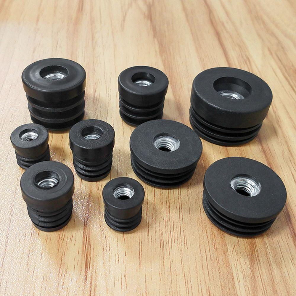Plastic Pipe Inner Plug Black Furniture Adjustable Feet Dust Cover Nut Hole Plug Table Chair