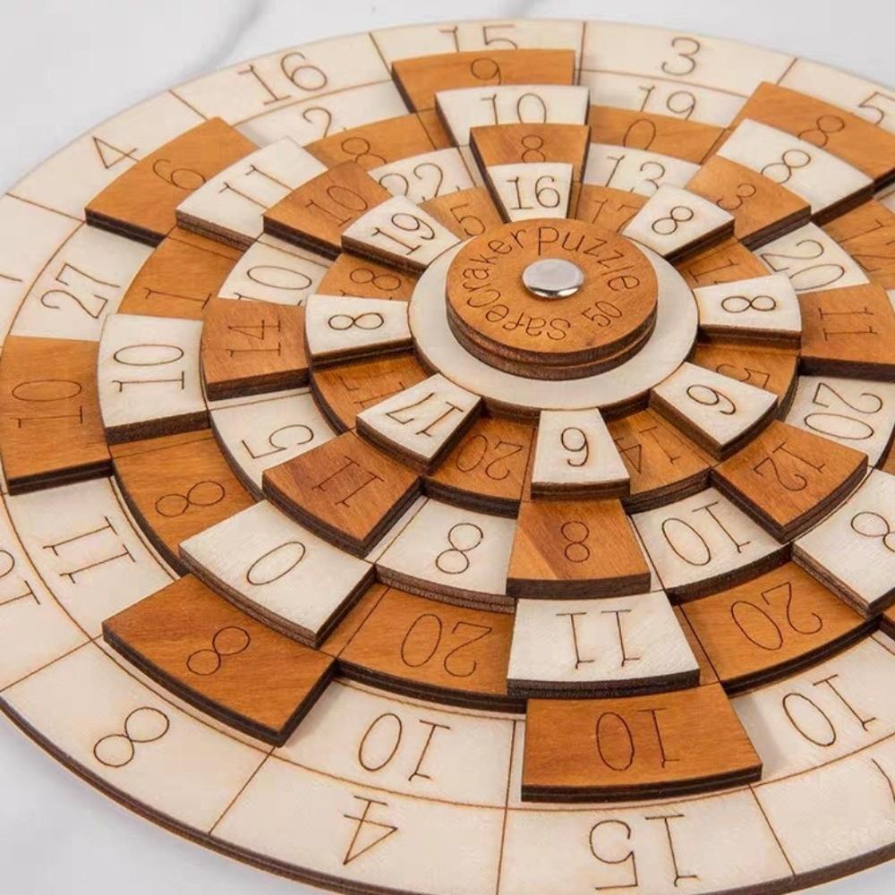 Classic Number Wooden Puzzle Round Turntable Brain Teaser Toy Number Puzzle Children Learning