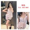 College style tether cute suspender pajamas summer satin ice silk women's loungewear new high-end pajamas set