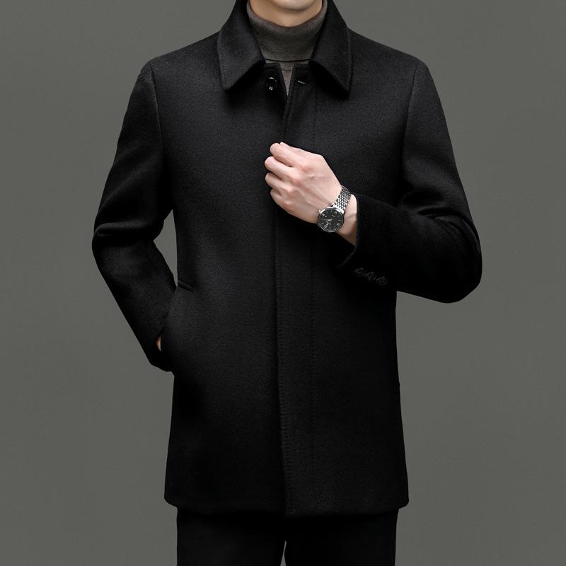 Wool Coat Autumn and Winter Daddy Suit New Style Middle-aged and Elderly Men's Mid-length Wool Coat Business Casual Lapel