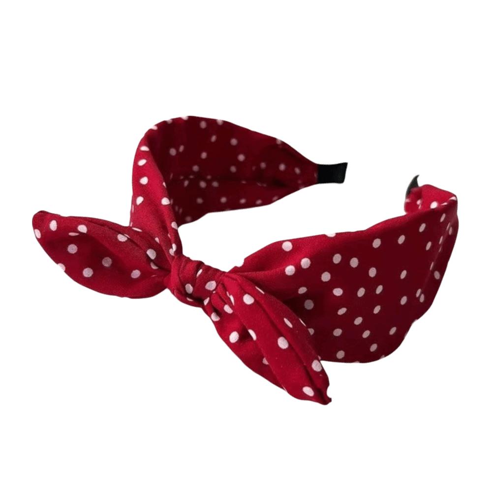 Knotted Polka Dot Headband Non-slip Rabbit Ear Hairband Women's Bow Hair Hoop  Daily Use