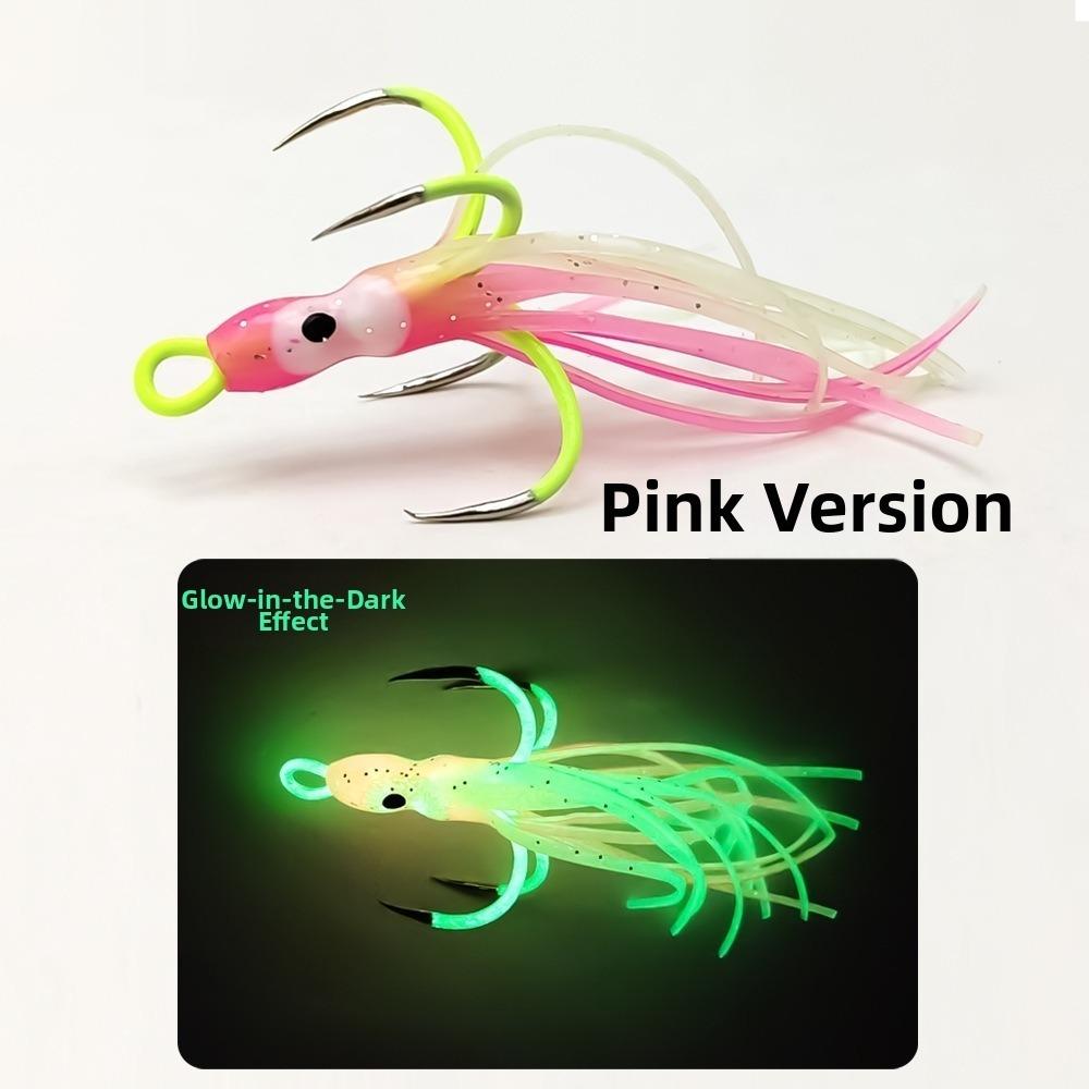 5pcs Four Hooks Squid Bait Hooks Night Light Octopus Jig Hooks Saltwater Fishing