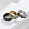 Nordic Norway Viking Triangle Knot Rotating Titanium Steel Ring for Men and Women