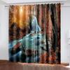 Spring and Autumn Forest Scenery Series Sunshade Curtains 2 Pieces for Living Room Bedroom Home Decoration Hook Perforation