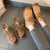 Womens Vintage Ankle Boots Brown Faux Suede Lace Up Flat Booties Woman 2025 New Solid Color Casual Short Botas Mujer