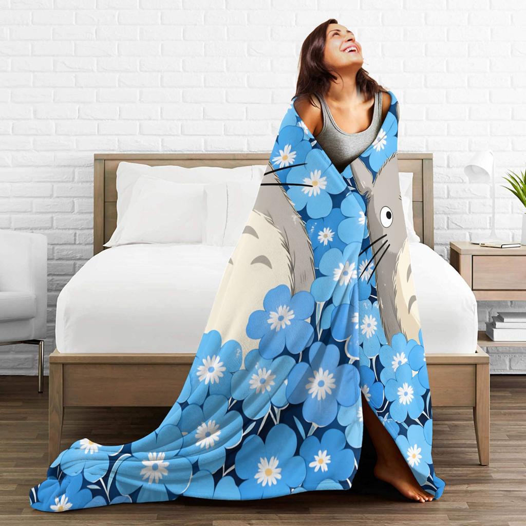 Traditional Nekobasu Japanese Blanket T-Totoros Travel Flannel Bedding Throws For Living Room Warm Bedspread Birthday Present