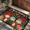 Merry Christmas Door Mat Printed Flannel Carpet Absorbent Foot Mat Machine Washable Holiday Decor